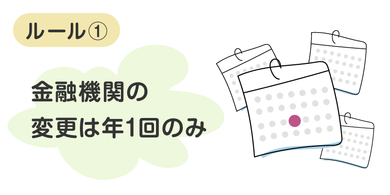 金融機関の変更は年1回のみ可能